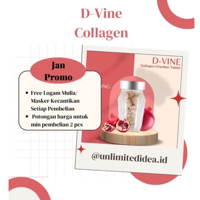 Flash Sale Ed 2024 Dvine D-vine collagen candy gratis sheetmask 100% original cashback diskon segel 