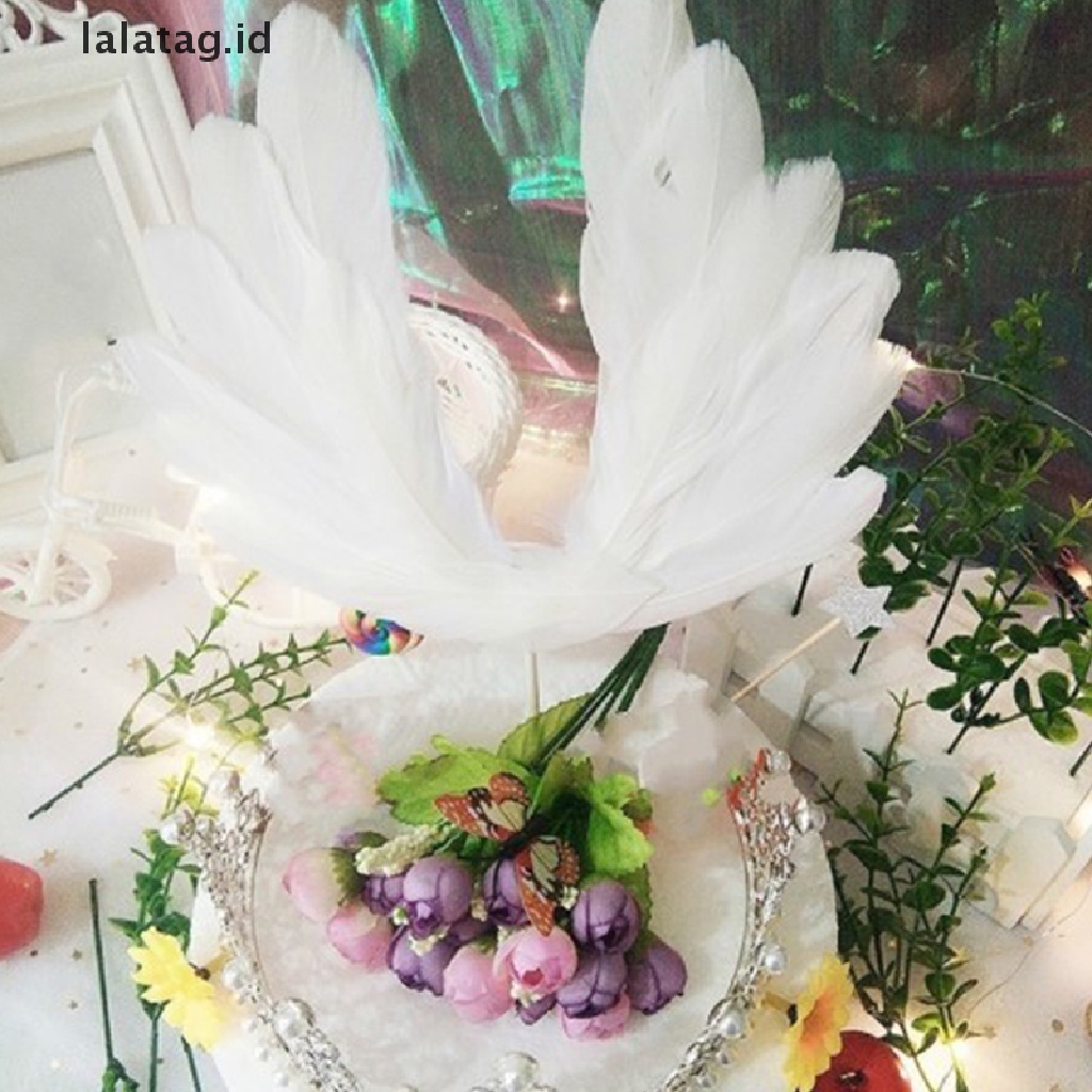 [lalatag] Sayap Malaikat Hiasan Kue Wedding Cupcake Cake Flag Dekorasi Pesta Sayap Bulu [ID]