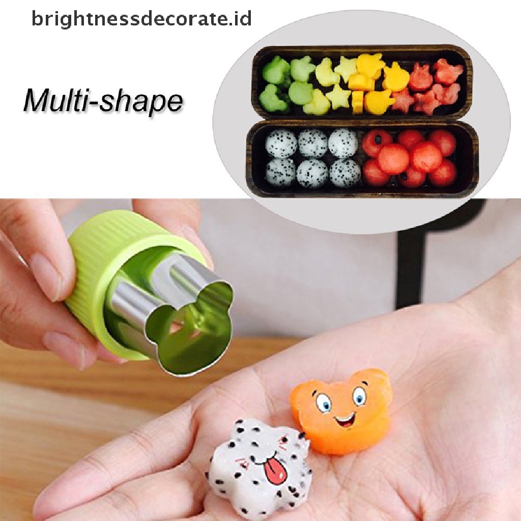 [Birth] 6/9pcs Alat Masak Portable Pemotong Sayuran Gagang Plastik Stainless Steel Buah Cutg Die Gadget Dapur [ID]