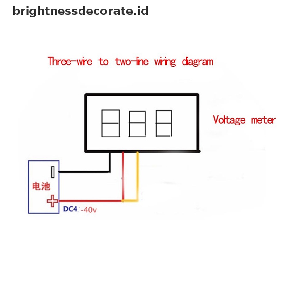 [Birth] Ultra Small Green Digital DC 0.28 Inch Ultra Small Digital DC Voltage Meter LED Voltage Display Tampilan Digital Dapat Disesuaikan Tiga Kabel DC0-100 V Voltmeter [ID]