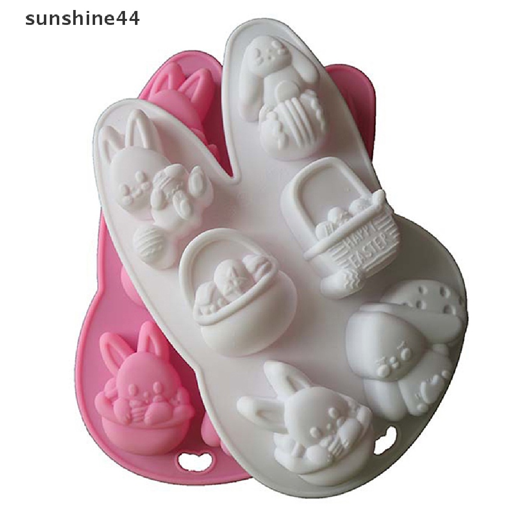 Sunshine Easter Silicone Mold Rabbit Cetakan Sabun Permen Kue Coklat Telur Berwarna.