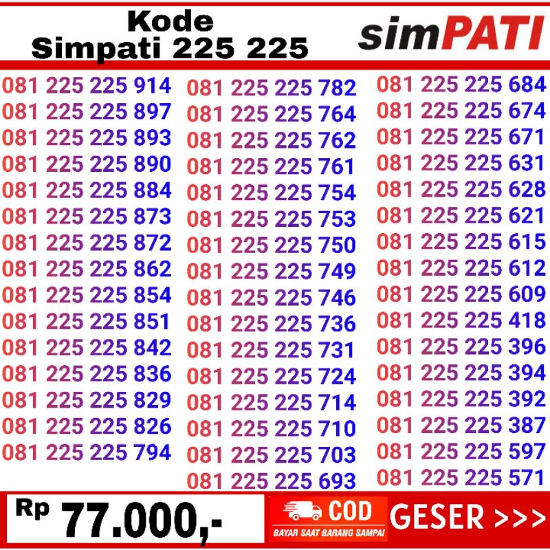 nomor cantik telkomsel simpati 225 225