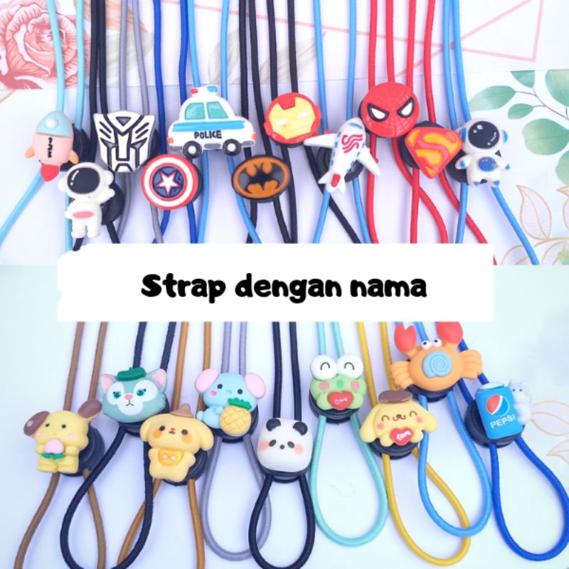 strap kalung masker anak laki laki dengan nama