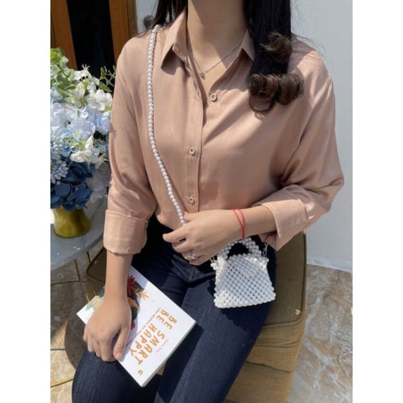 Kemeja Polos Wanita Kerja Lengan Panjang Premium By Azka Collection