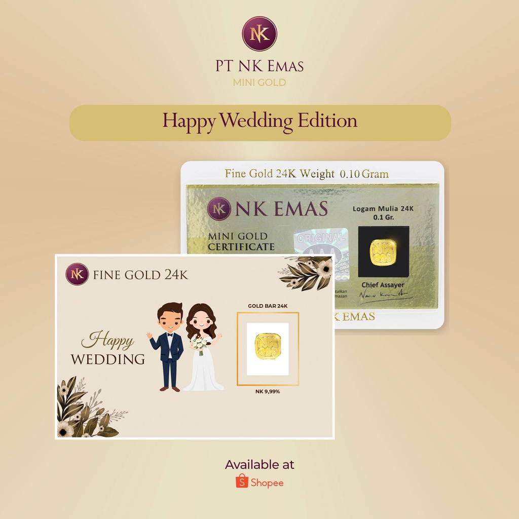 5 Pcs NK Mini Gold 0.1 Gram (Happy Wedding Envelope Edition) A