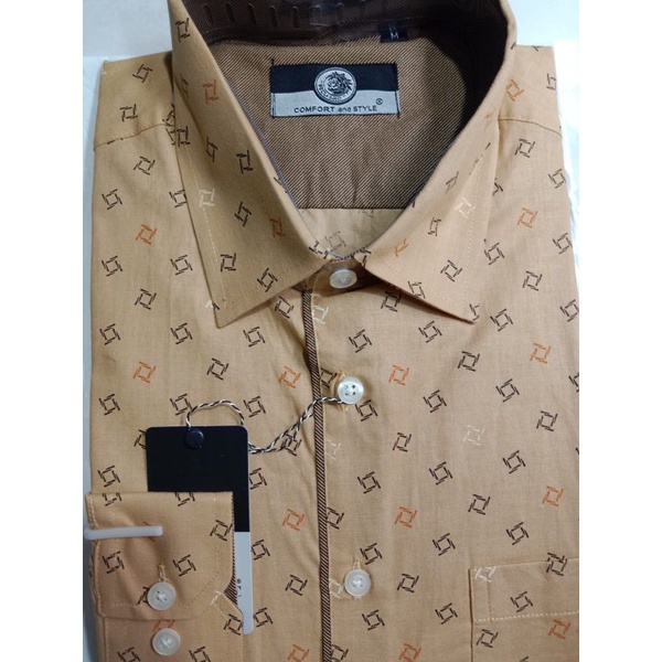 kemeja tangan panjang motif merk V4 classic