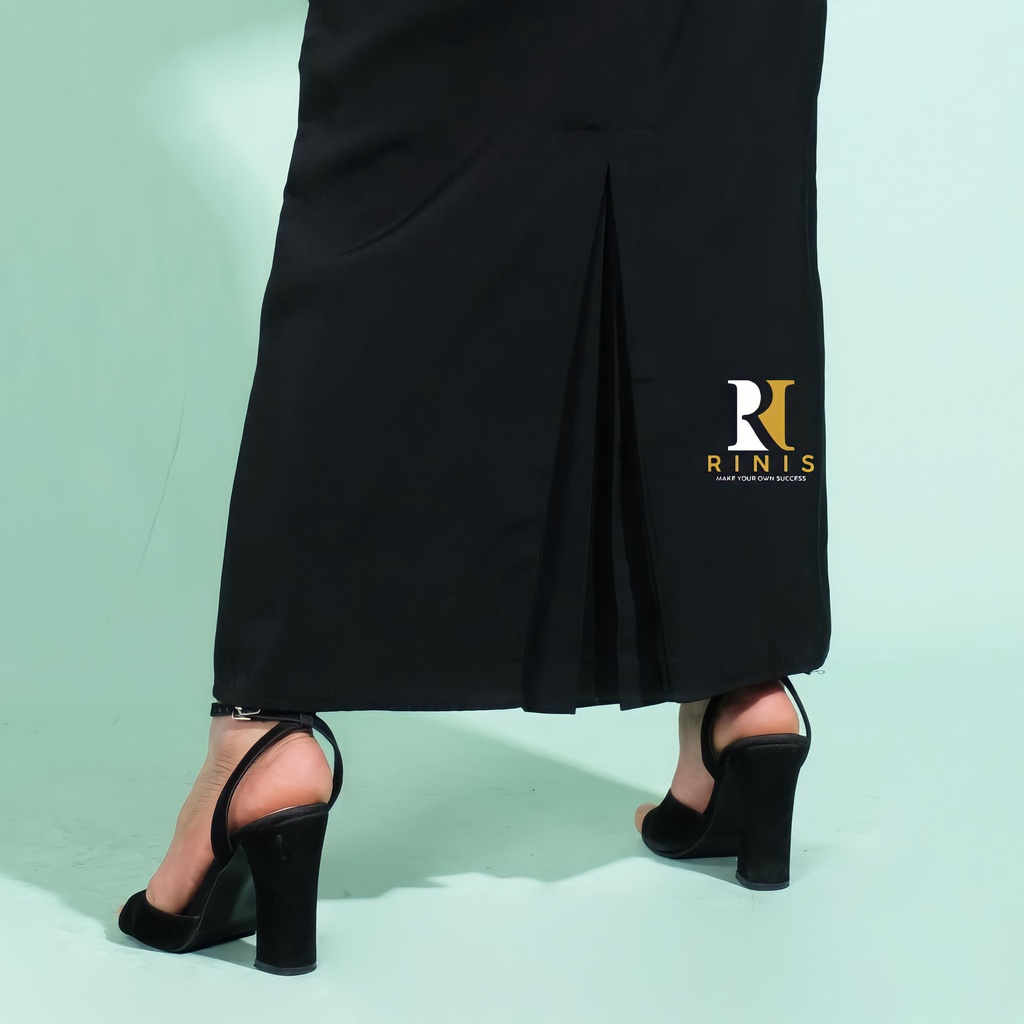 RINIS - Rok Kerja Span Rempel Karet Pinggang Size S - L10 Premium Quality