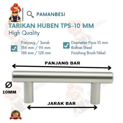 Tarikan laci / lemari handle Huben TPS10 188-128 Mm