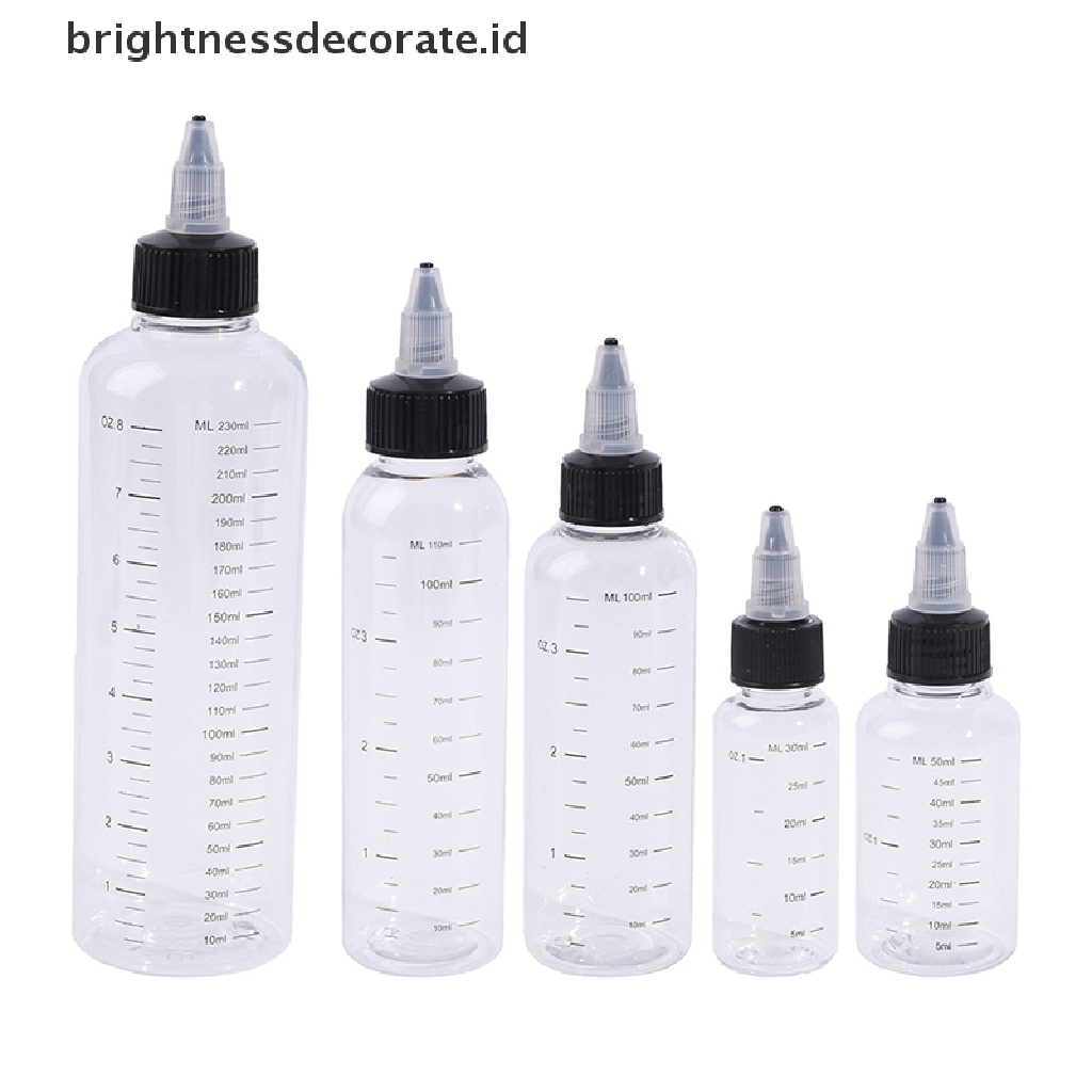 [Birth] 30ml-250ml Botol Pipet Kapasitas Cairan PET Plastik Wadah Tinta Pigmen [ID]