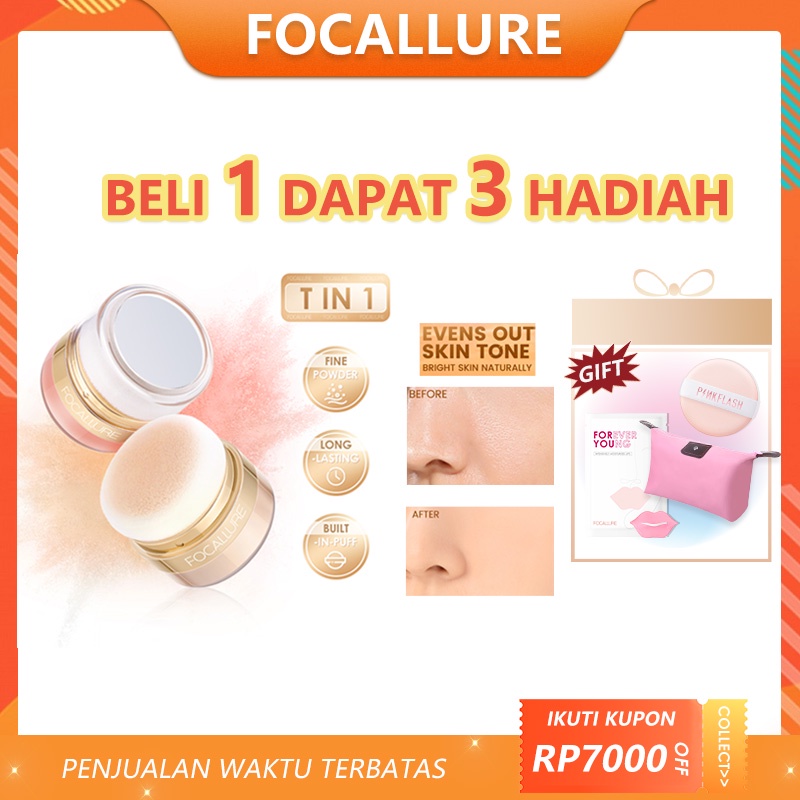 FOCALLURE Mushroom Head Matte Bedak Tabur Blush Instant Retouch Oil-control Setting Powder Loose Pwder Long-lasting Lighweight Breathable Powder