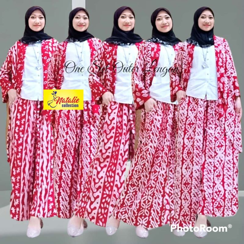 one set kolot+outer wanita/one set wanita batik/setelan outer