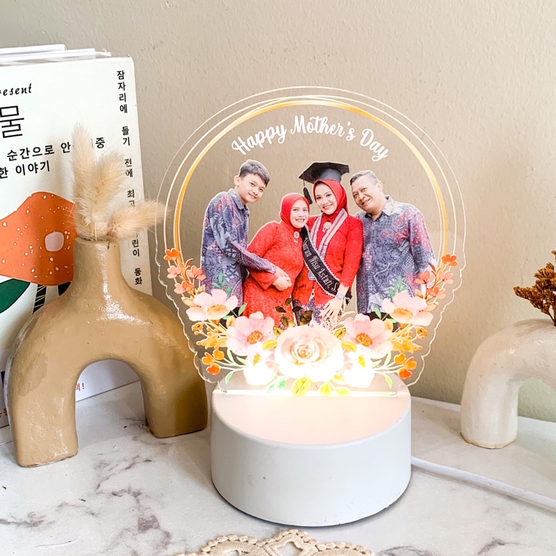 GRACE Acrylic - Graduation Gift Hadiah Bunga Pernikahan Anniversary Kado Wisuda Lampu