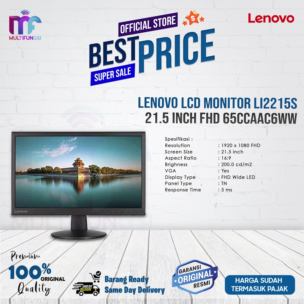 Lenovo LCD Monitor LI2215S 21.5&quot; FHD 65CCAAC6WW