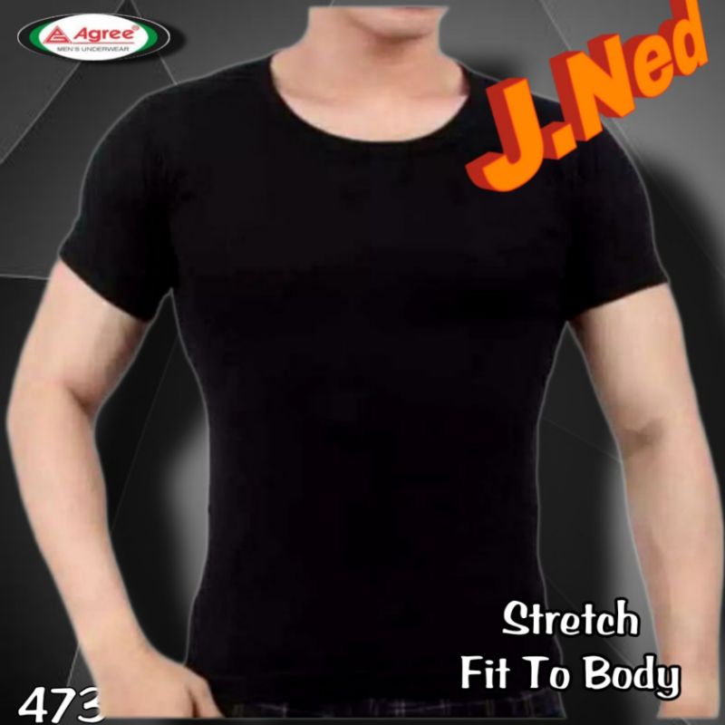 J473 Kaos Dalam Oblong Bodyfit Stretch Agree Comfort Super Cool size M - XXL