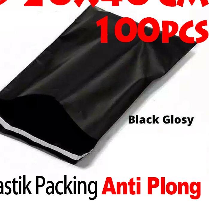 

✨TERBARU✨ Polymailer Kantong Plastik Packing 20X40cm Olshop LDPE 100pcs Lem Perekat Glosy Hitam Tebal 