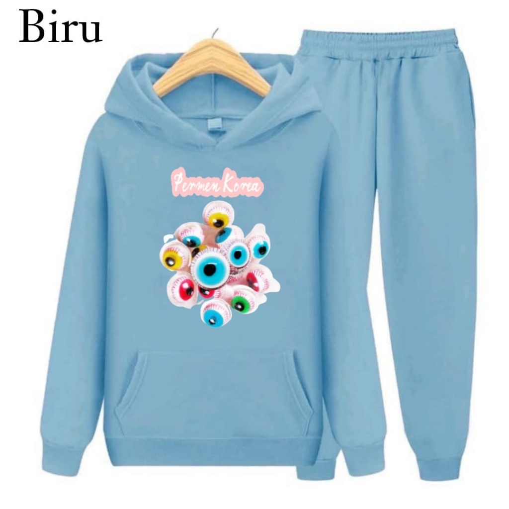 Hzl_outfit Sweater Setelan Hoodie Anak Permen Korea/Sweater Setelan Anak Hoodie S.M.XL