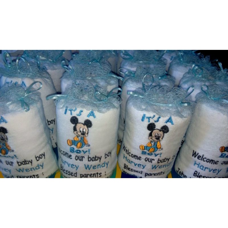 Handuk putih bordir gambar