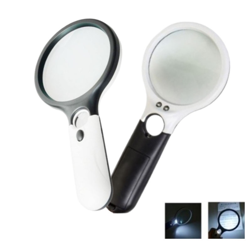 2in1 Magnifier Gelas Kaca Pembesar Dengan Lampu 3 LED Loop Magnifying Untuk Membaca dan Perhiasan