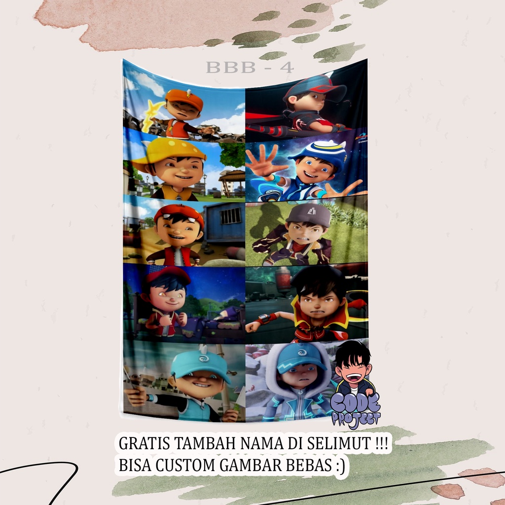 SELIMUT ANAK KARAKTER BOBOIBOY - selimut anak lucu - selimut karakter bisa custom nama anak