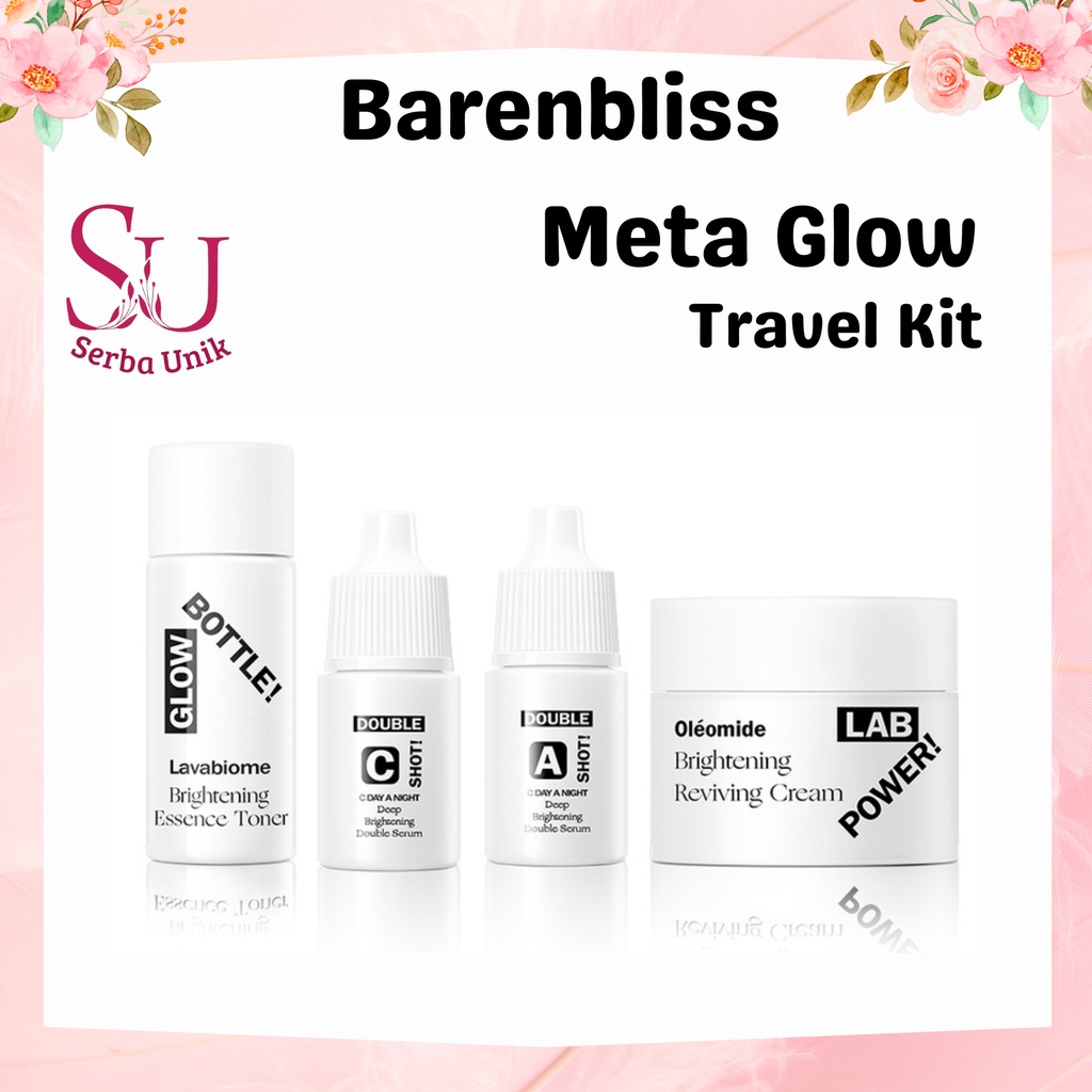 BNB Barenbliss Meta Glow Brightening Travel Size | Double Shoot Vitamin C Serum | Double Shoot Vitamin A Serum | Glow Bottle Toner | Lab Power Cream