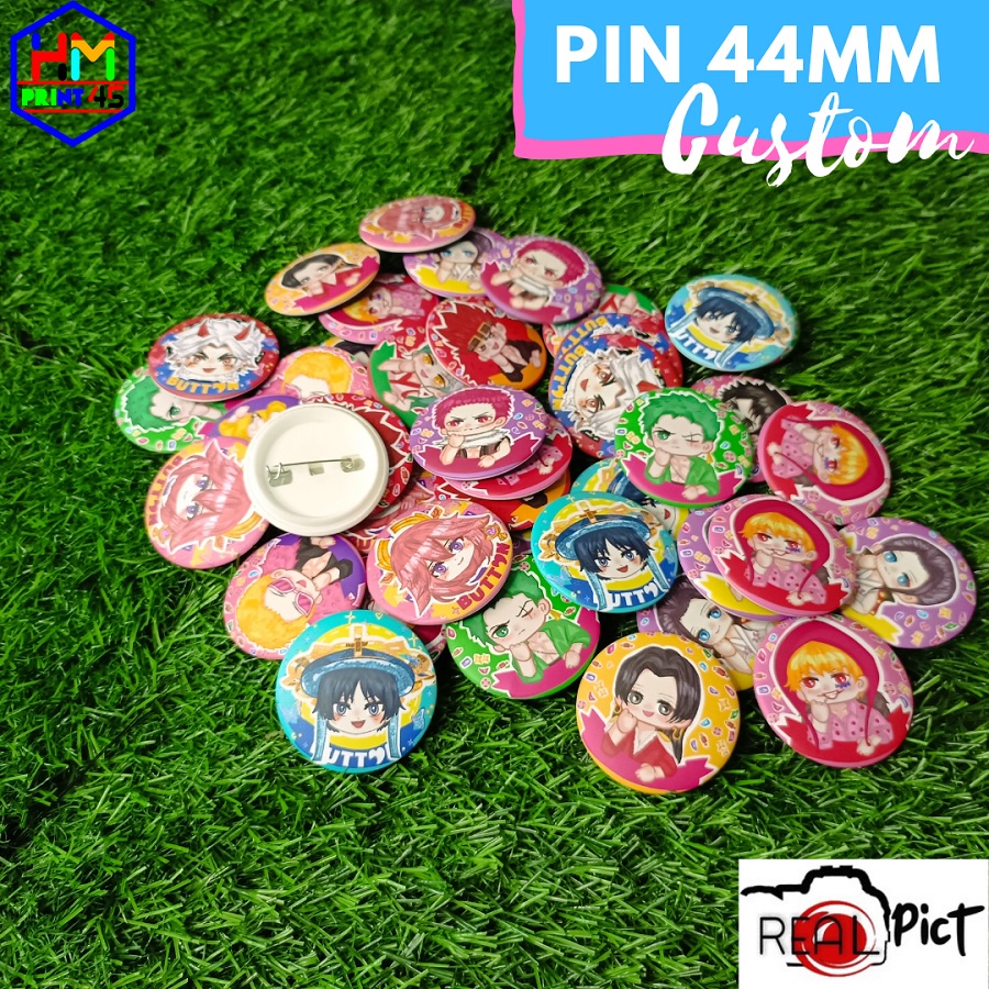 Cetak pin custom 44mm / pin peniti 44mm / pin bros 44mm