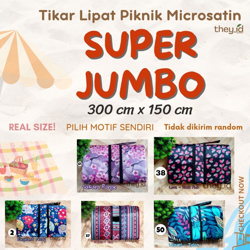 Tikar Lipat Piknik Microsatin Anti Air 300x150 cm Super Jumbo