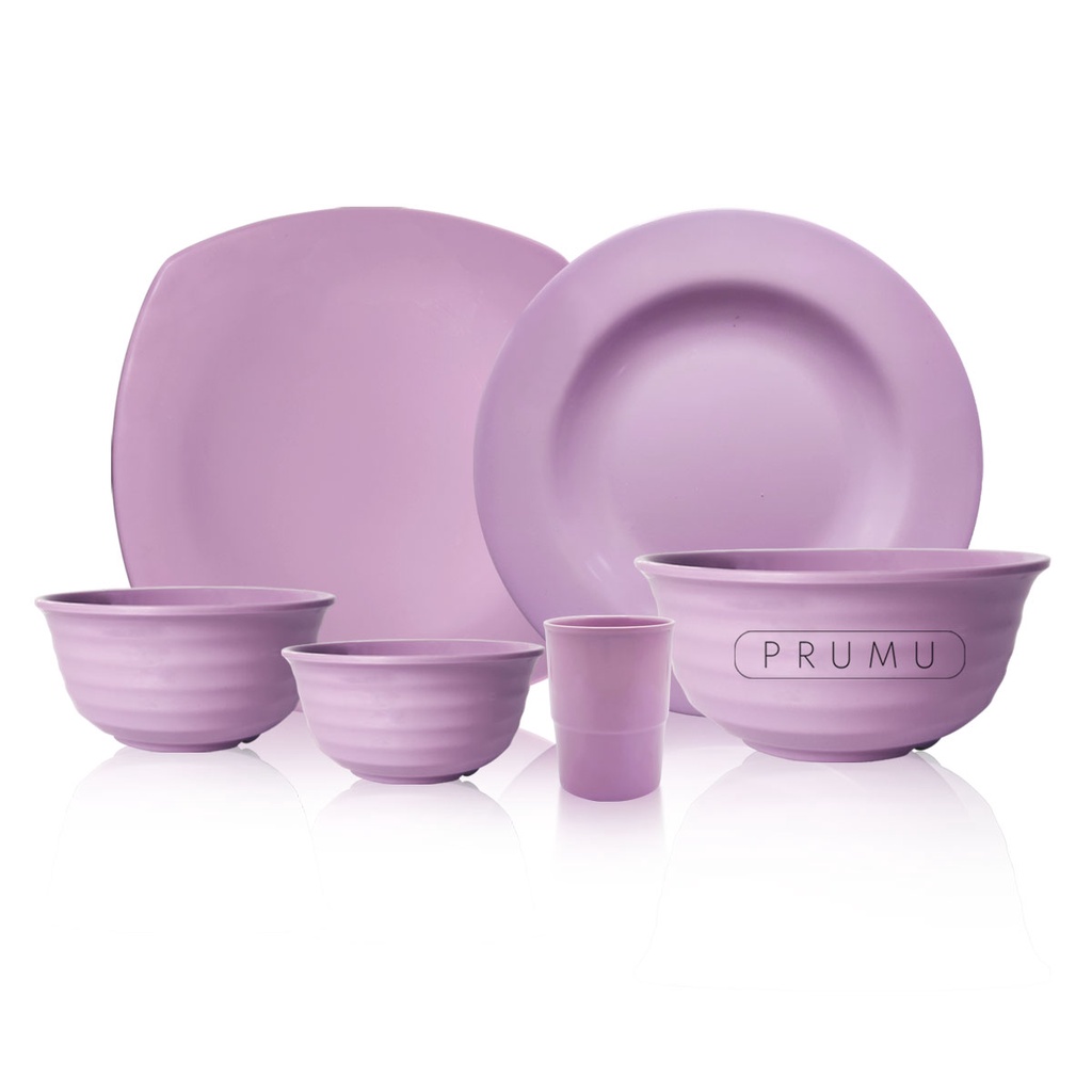 PRUMU Melamine Purple Series Tableware Piring Mangkok Gelas Warna Ungu - Piring Melamin Ungu - Mangkok Melamin Ungu - Gelas Warna Ungu - Warna Ungu