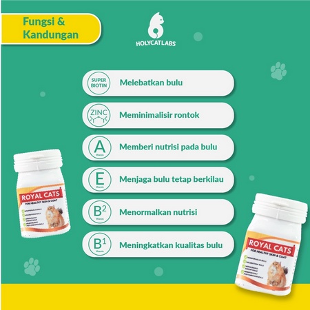 ROYAL CATS Vitamin Bulu Rontok Melebatkan Mengkilapkan Bulu Kucing Royal Cats For Healthy Skin and Coat