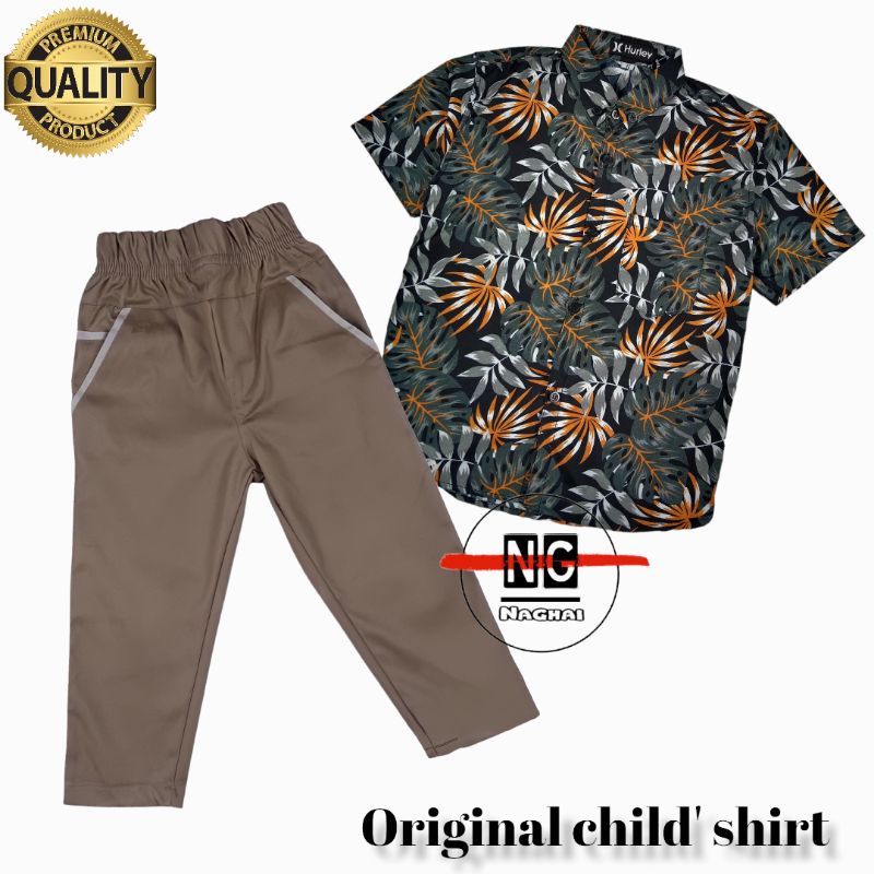 N.G-Setelan kemeja anak laki-laki / Setelan kemeja anak cowok 1-10 tahun / stelan kemeja pendek anak