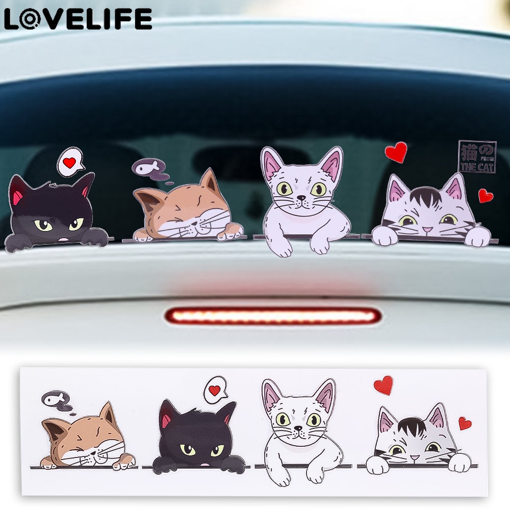 Lucu Jendela Menonton Kucing Stiker Kreatif Auto Decor Aksesoris PVC Perekat Diri Kendaraan Aplikasi 3ukuran Tahan Air Motobike Decal