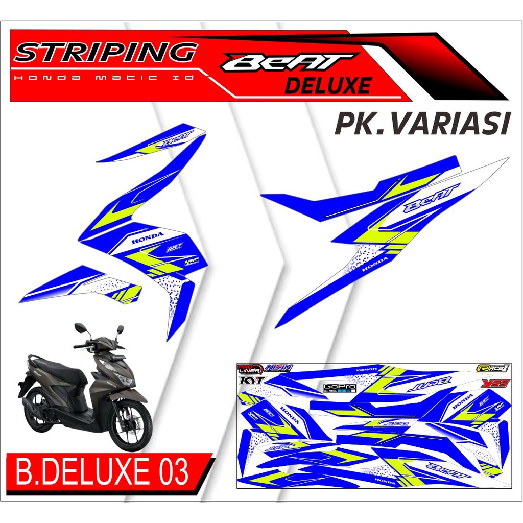Striping Beat Deluxe - Sticker Striping List Variasi Motor Beat Deluxe Motif Racing #honda beat delu