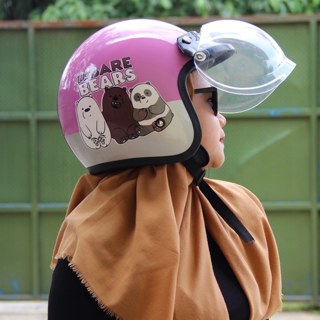 Helm Bogo Retro Motif The Bear Bears / Helm Pria Dan Wanita Dewasa SNI / Helm Murah Premium COD