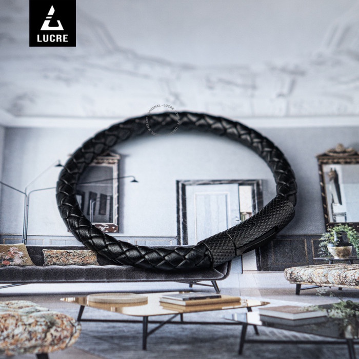 Gelang Kulit Pria Original - Nemesis Tali Kulit Asli Hitam Premium