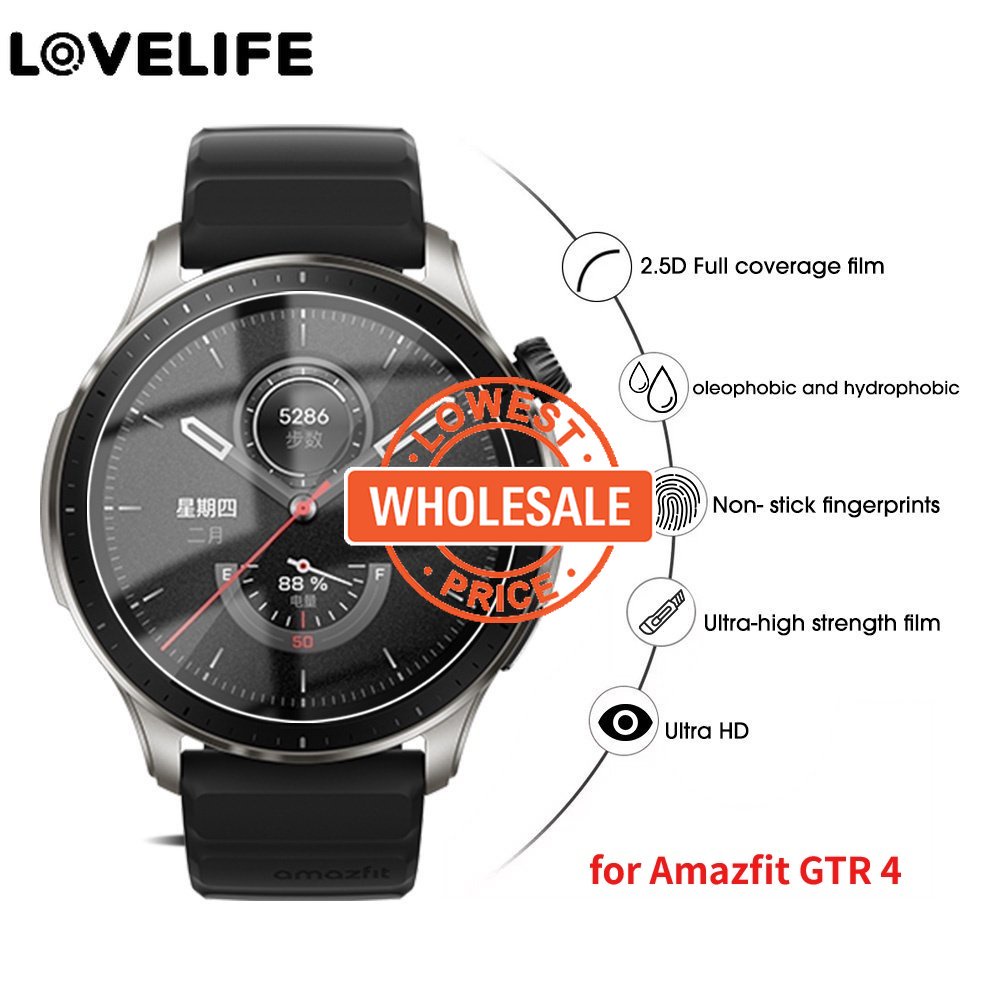 [Harga Grosir]Pelindung Layar Tempered Glass Anti Jatuh / Sidik Jari Untuk Smartwatch Huami Amazfit GTR 4