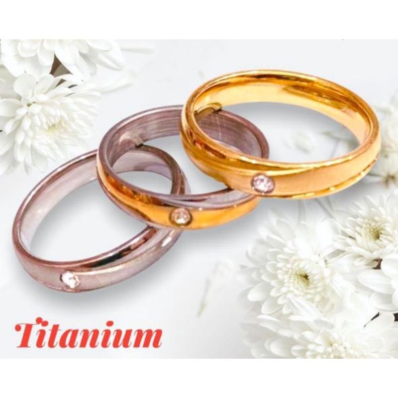 Cincin Couple Titanium Anti Karat Cicin Tunangan Nikah Ring Pria Wanita Cicin Kawin Stainless Steel 