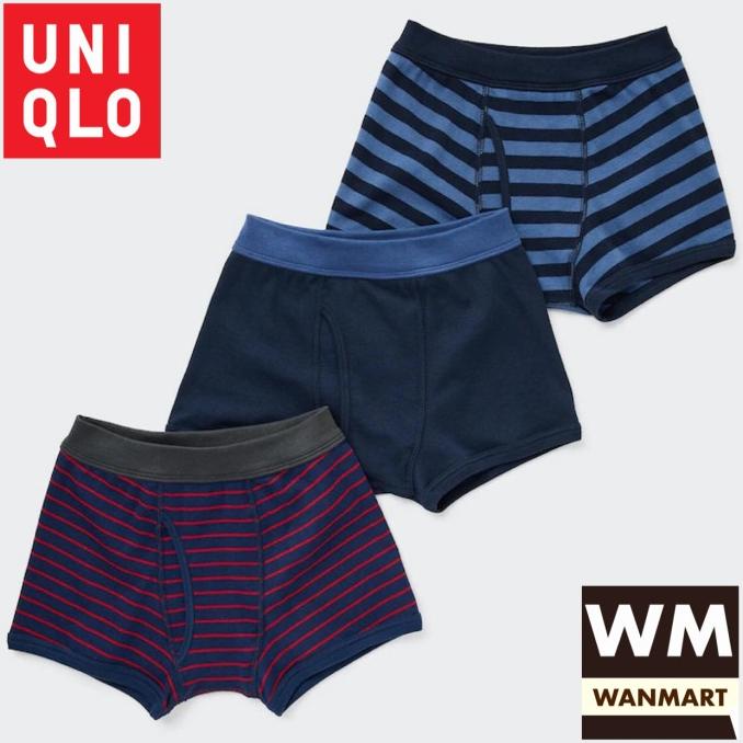 UNIQLO Boys Briefs Celana Dalam Boxer Katun Anak Laki-Laki Blue 3 Pcs