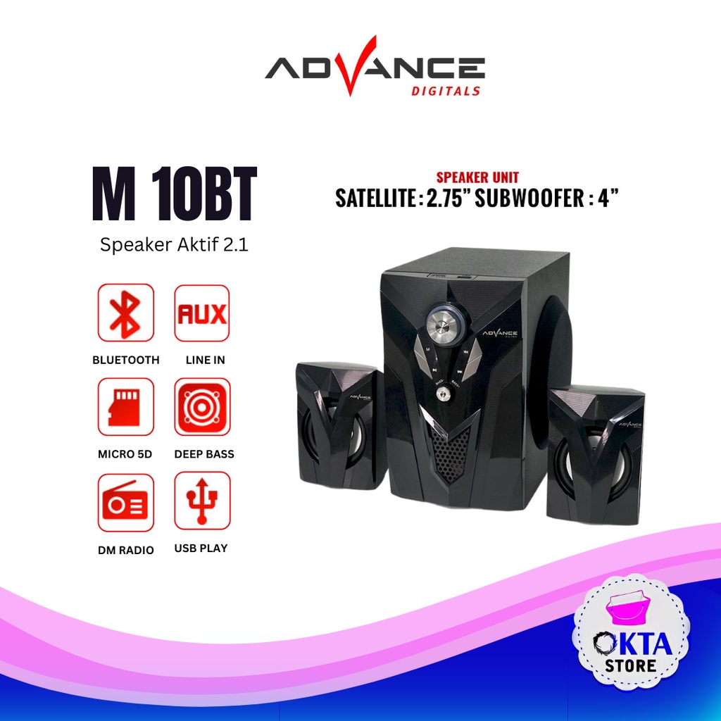 Advance Speaker Aktif Bluetooth Portable M10BT Subwoofer BASS M10 BT