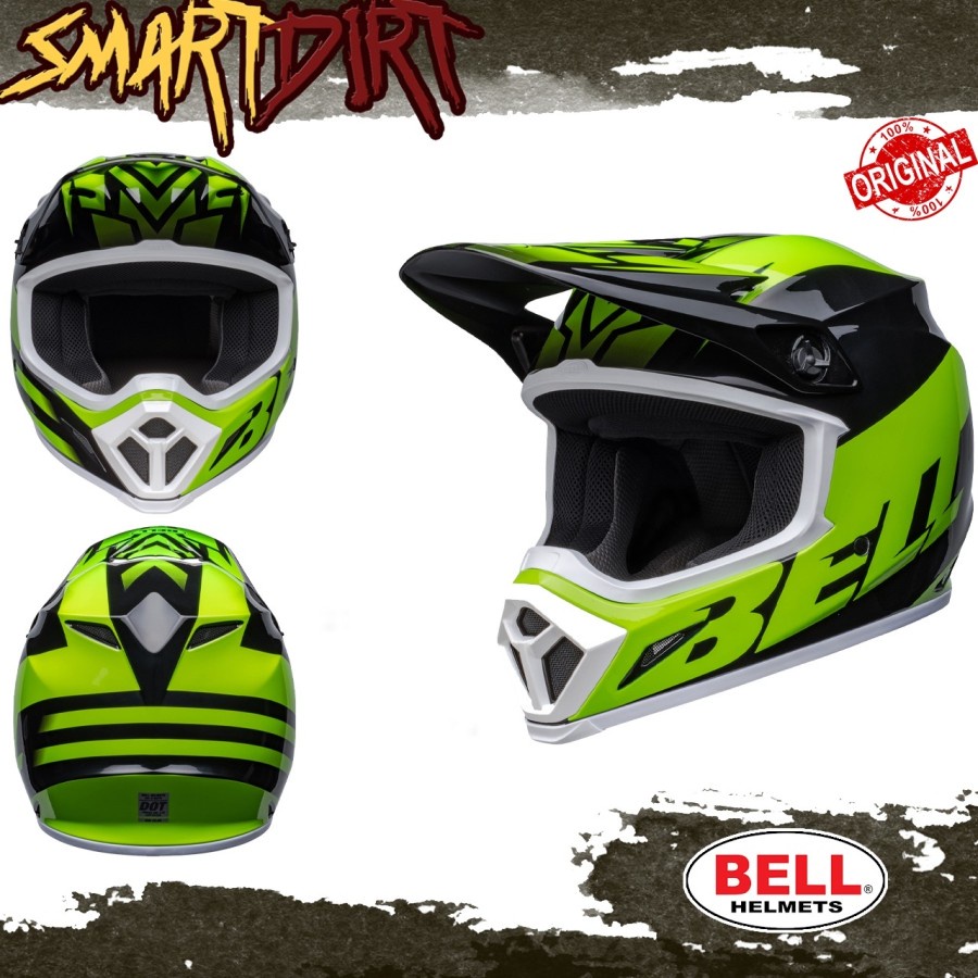 HELM MOTOR BELL MX-9 MIPS DISRUPT BLACK GREEN HELM CROSS BELL ORI - XXL