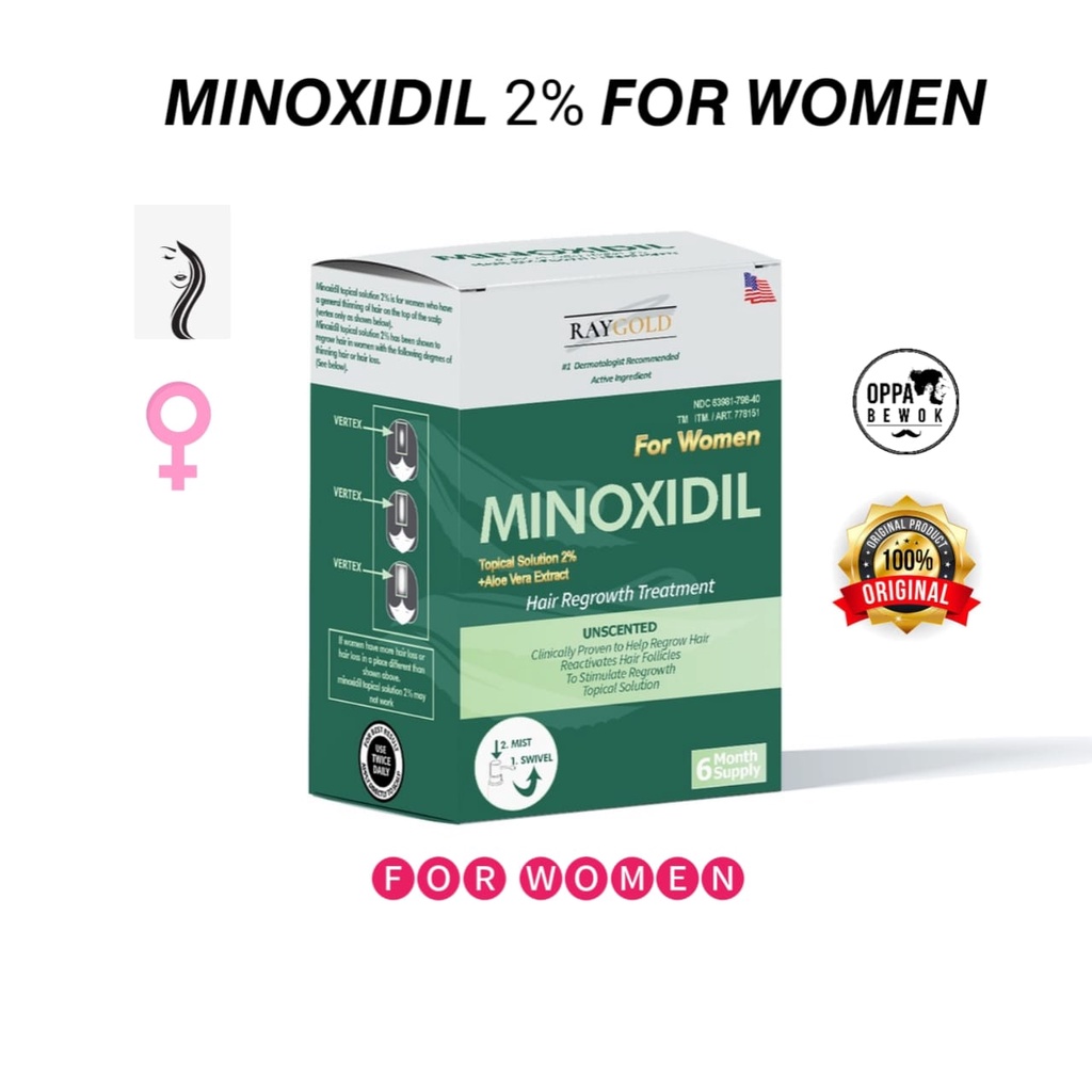 [ ORIGINAL 100% ] MINOXIDIL 2% for WOMEN WITH ALOE VERA EXTRACT ( penumbuh rambut wanita &amp; anti rontok kebotakan untuk melebatkan rambut dan alis )