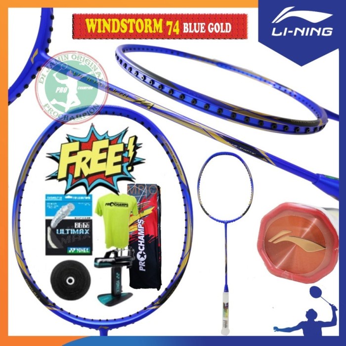 Raket Lining Windstorm 74 / Ws 74 Li-Ning Badminton Original (Paket Ultimax)