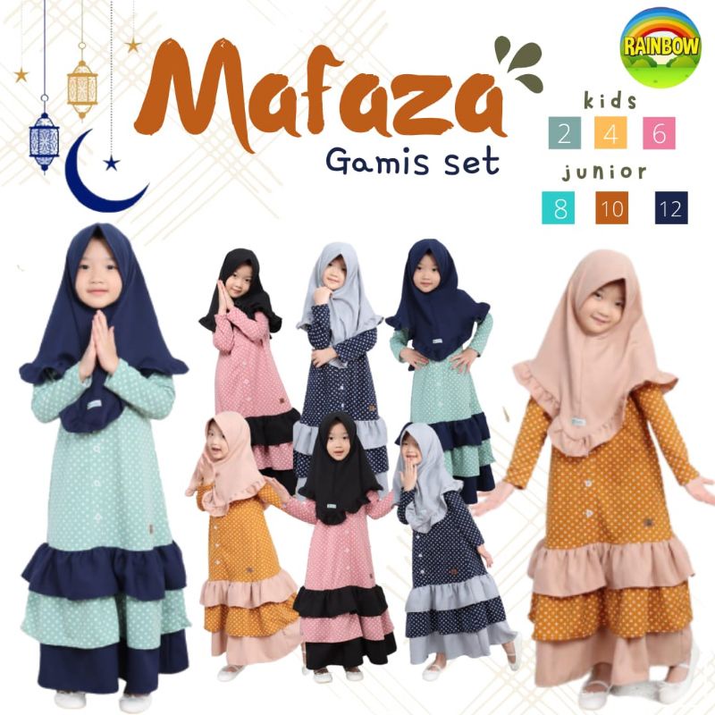 Gamis Mafaza Rainbow / Gamis set anak / Gamis anak syar'i