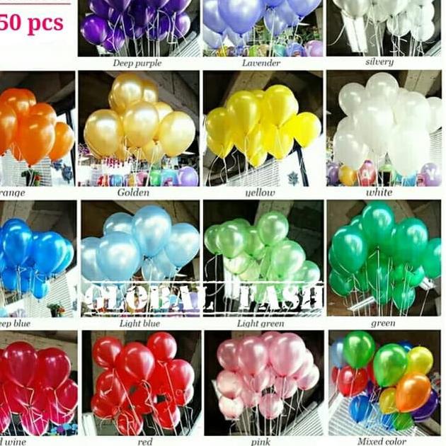 Jual LIL279 Balon Metalik Per Pack Isi 50 Pcs / Balon Metalik 12 Inch ...