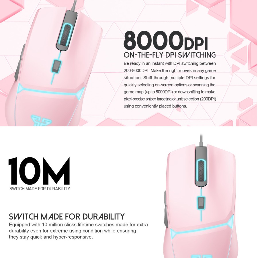 Mouse Fantech CRYPTO VX7 Gaming Macro - Pink Sakura Edition