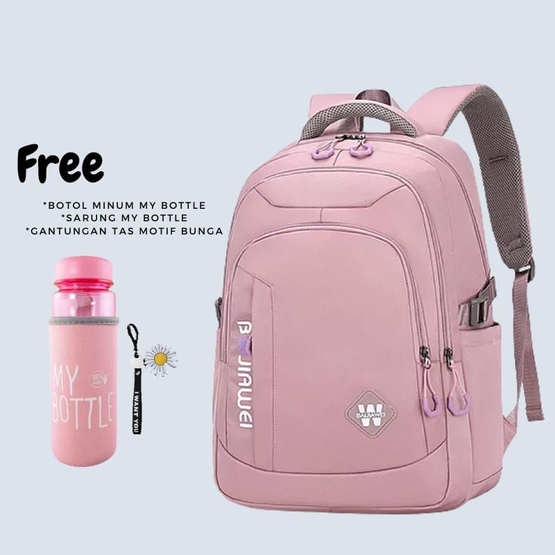 Tas Sekolah Anak Perempuan / Laki-laki Backpack Wanita Free Gantungan Kunci Dan My Bottle ( COD ) Bisa Bayar Ditempat