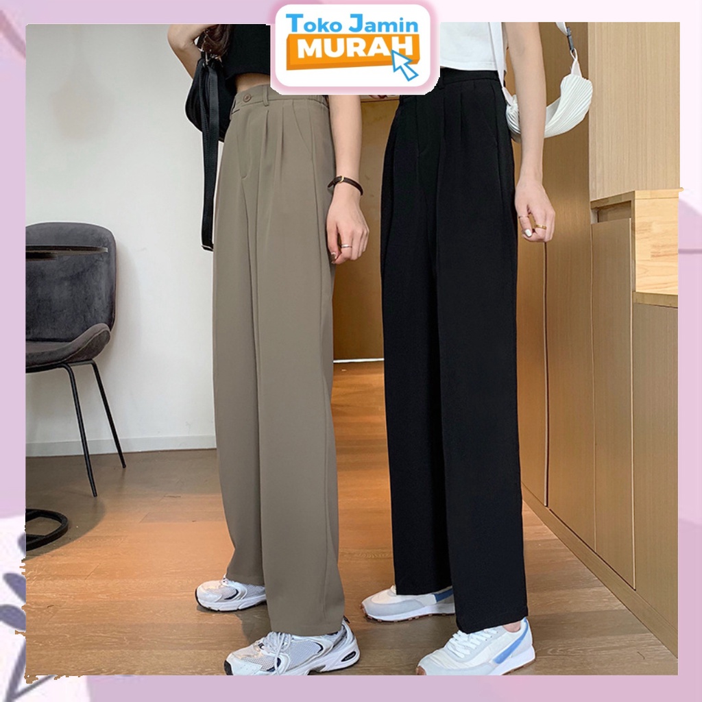 TJM CPG370 Celana Kain Wanita Highwaist Kasual Celana Wanita Kulot Fabric Cullotes Pants Celana Panjang