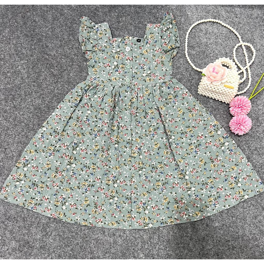 Jimmedy.id - Dress Anak Perempuan Imut Bunga Cantik Bahan Crincle Premium Untuk Umur 3 - 7 Tahun