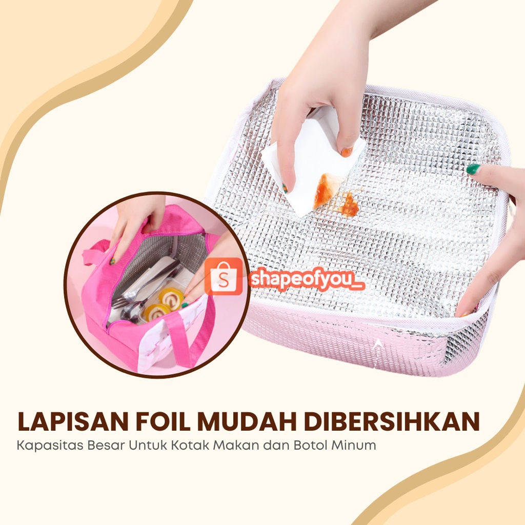 Tas Bekal Anak Cooler Bag Tahan Panas Lunch Bag Sekolah Besar Motif Karakter Premium