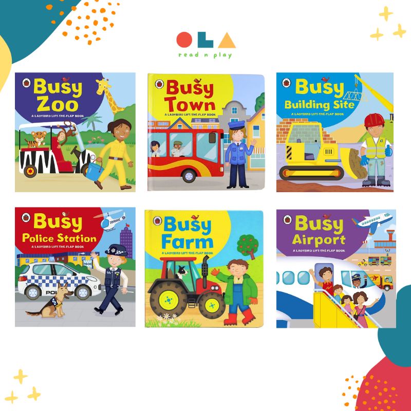 OLABOOKS LADYBIRD LIFT THE FLAP BUSY SERIES (ZOO, TOWN, POLICE, BUILDING SITE, AIRPORT, FARM)