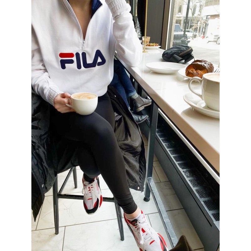 F*LLA logo zip half bordir sweatshirt