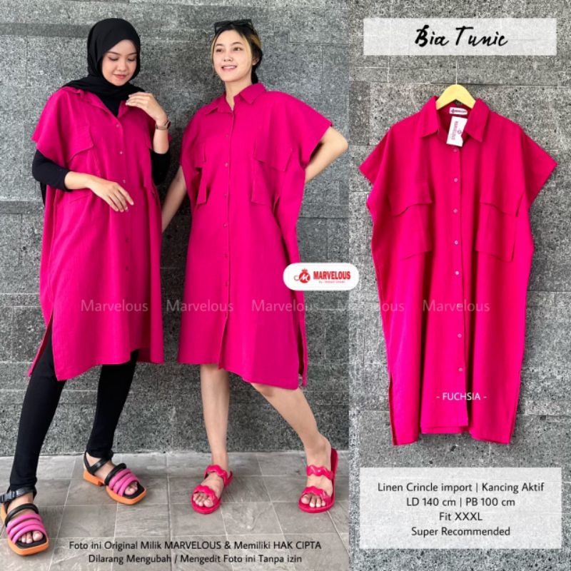 BIA TUNIC BY MARVELOUS / TUNIK POLOS WANITA MUSLIMAH / Atasan wanita lengan pendek